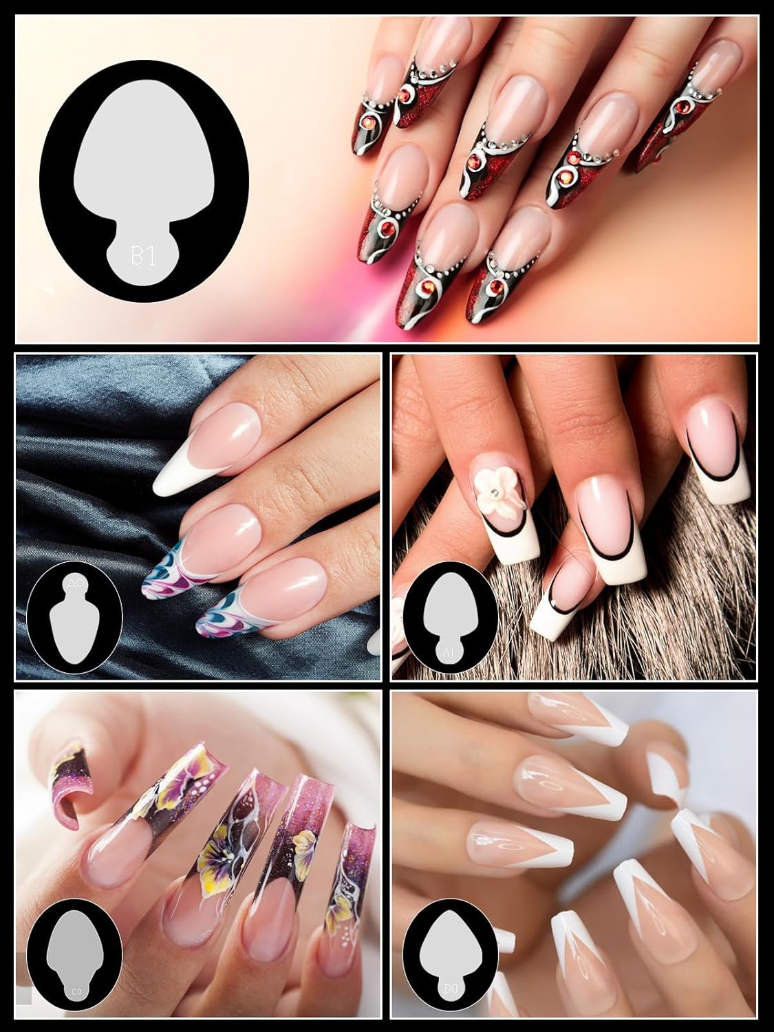 EBANKU French Nail Forms, 144 PCS Silicone Tip Stickers for Dual Nail Forms, Reusable Pads for Poly Gel Nail Mold, Manicure-Velvo Beauty