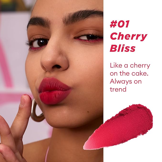 ITY Velvet Matte Finish Lip Stain-Mousse Textured Pudding Pot Lip Clay with Brush, Red Shade, Dual-Use as Lipstick and Blush, Conceals Lip Lines, Rich Pigment, 0.21 oz (6g) in Cherry Bliss-Velvo Beauty