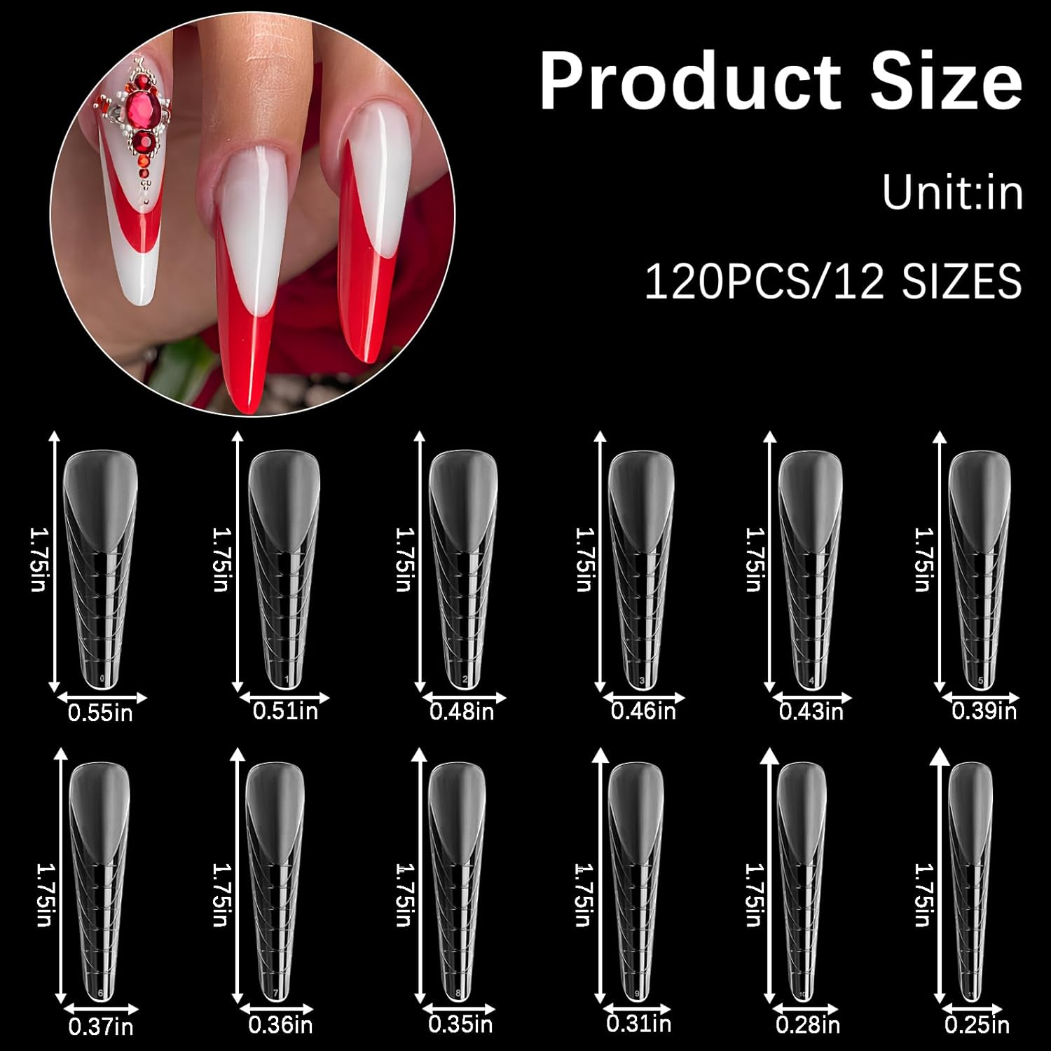 120 Pcs Dual Nail Forms 12 Sizes Half Matte Extension Poly Nail Gel Full Cover Nail Molds With Scale Builder Coffin Nail for Gel Manicure Nail Art Design Salon DIY at Home-Velvo Beauty