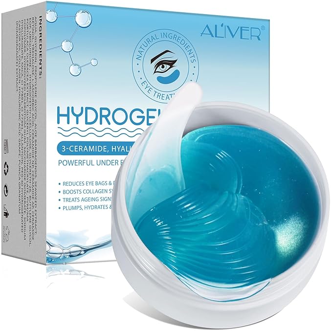 60 Pcs Under Collagen Eye Masks, Under Eye Patches for Dark Circles and Puffiness, Hydrating Eye Mask Skincare, Eye Gel Pads for Eye Bags and Wrinkles Under Eye Treatment (60 Pcs Blue)-Velvo Beauty