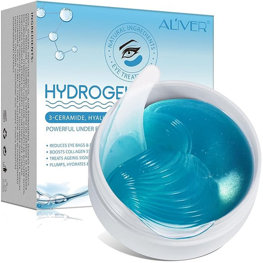 60 Pcs Under Collagen Eye Masks, Under Eye Patches for Dark Circles and Puffiness, Hydrating Eye Mask Skincare, Eye Gel Pads for Eye Bags and Wrinkles Under Eye Treatment (60 Pcs Blue)-Velvo Beauty