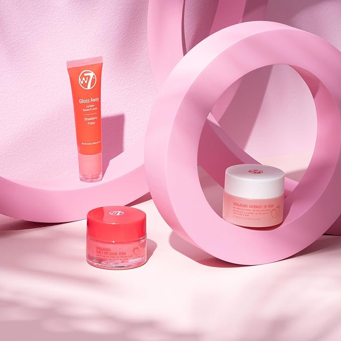 W7 Sweet Dreams Lip Care Trio - 3 Piece Set - Overnight Lip Mask, Lip Balm & Lip Scrub - Strawberry-Velvo Beauty