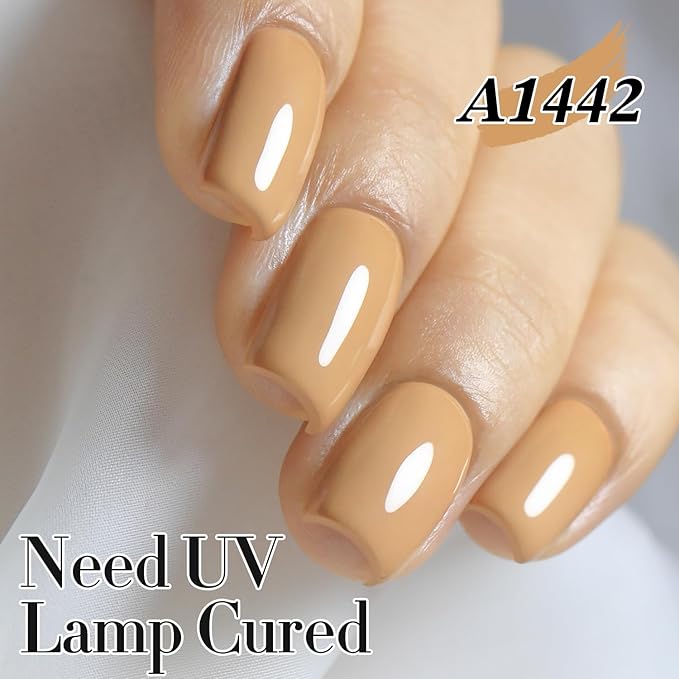 Double Rhythm 0.50 OZ Nude Gel Polish Same Color Same Bottle Sheer Pastel Neutral Natural Milky 15 ML Jelly UV Nail Art DIY at Home (Earth Beige-A1442)-Velvo Beauty