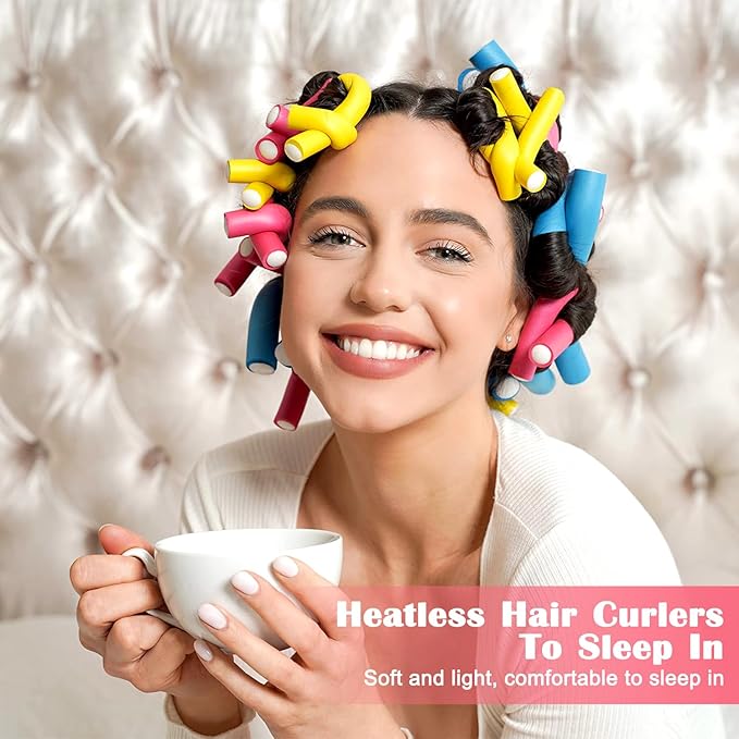 AIDUCHO Heatless Hair Curlers 42PCS Flexible Hair Rollers 7" Soft Foam Hair Curlers No Heat Bendable Curling Rods for Short Medium Long Hair, 7 Colors & Sizes-Velvo Beauty
