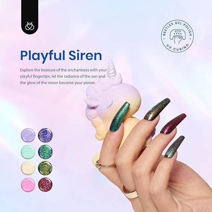 Beetles Glitter Gel Nail Polish Set, Pastel Pink Purple Blue 6 Colors Nebula Halo Chameleon Gel Polish Soak Off Uv Nail Lamp Gifts for Women-Velvo Beauty
