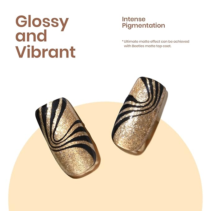 Beetles Shimmer Gel Nail Polish Set, 6 Colors Black White Polish Gel Silver Rose Gold Glitter Fall Nail Polish Soak Off Uv Lamp Nail Art Manicure Salon Gifts for Her Women-Velvo Beauty