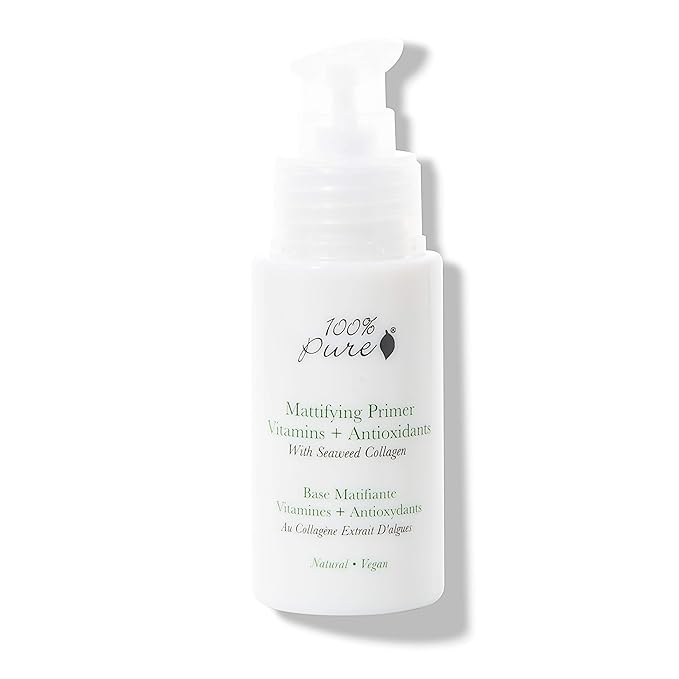 100% PURE Mattifying Face Primer Plumping Makeup Base & Moisturizer with Anti-Aging Seaweed Collagen - Long-Lasting Matte Pore Diminishing Cosmetics Prep, Flawless Smooth Skin Hydration - 1 oz-Velvo Beauty
