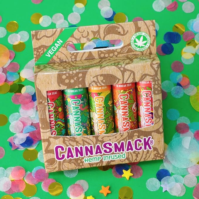CannaSmack Vegan Hemp Lip Balm - 5 Flavors Included - Soothe, Moisturize, Hydrate, Protect, & Nourish Dry Chapped or Irritated Lips - Made with Hemp Seed Oil, Natural, & Botanical Ingredients-Velvo Beauty