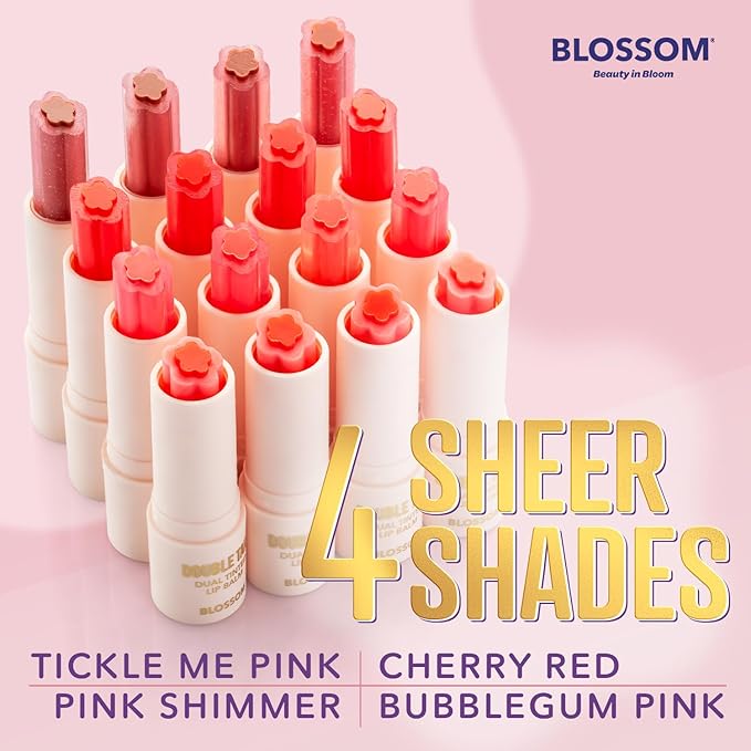 Blossom Double Take Flower Shaped Dual Tinted Moisturizing Lip Balm with Shea Butter, 0.13oz/3.6g, Cherry Red-Velvo Beauty