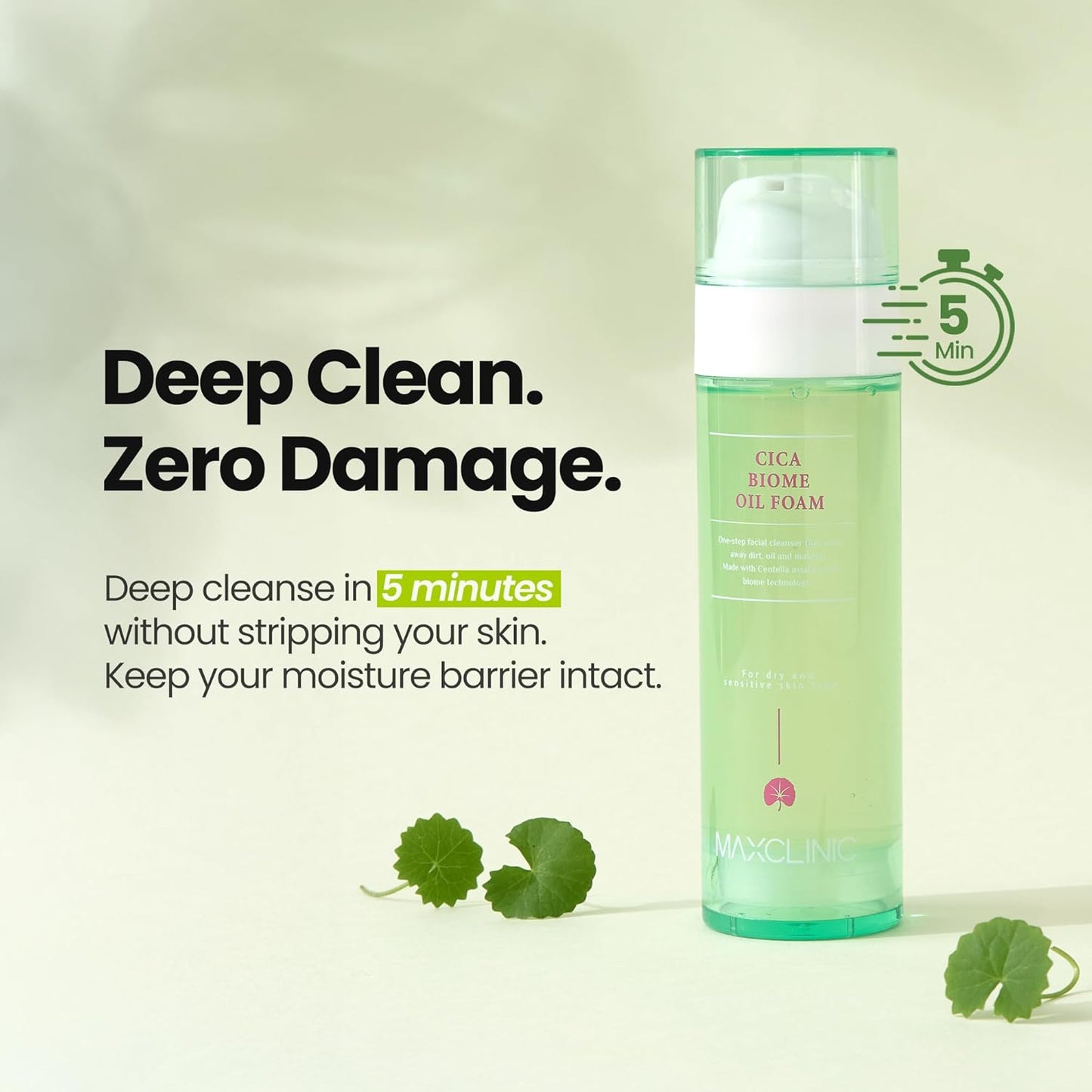 [K-Beauty] Cica Biome Oil to Foam - All-in-One Korean Face Wash OilBased Foaming Facial Cleanser - Deeply Hydrating & Moisturizing Makeup Deep Cleansing Oil for Sensitive Skin (3.88 fl oz)-Velvo Beauty