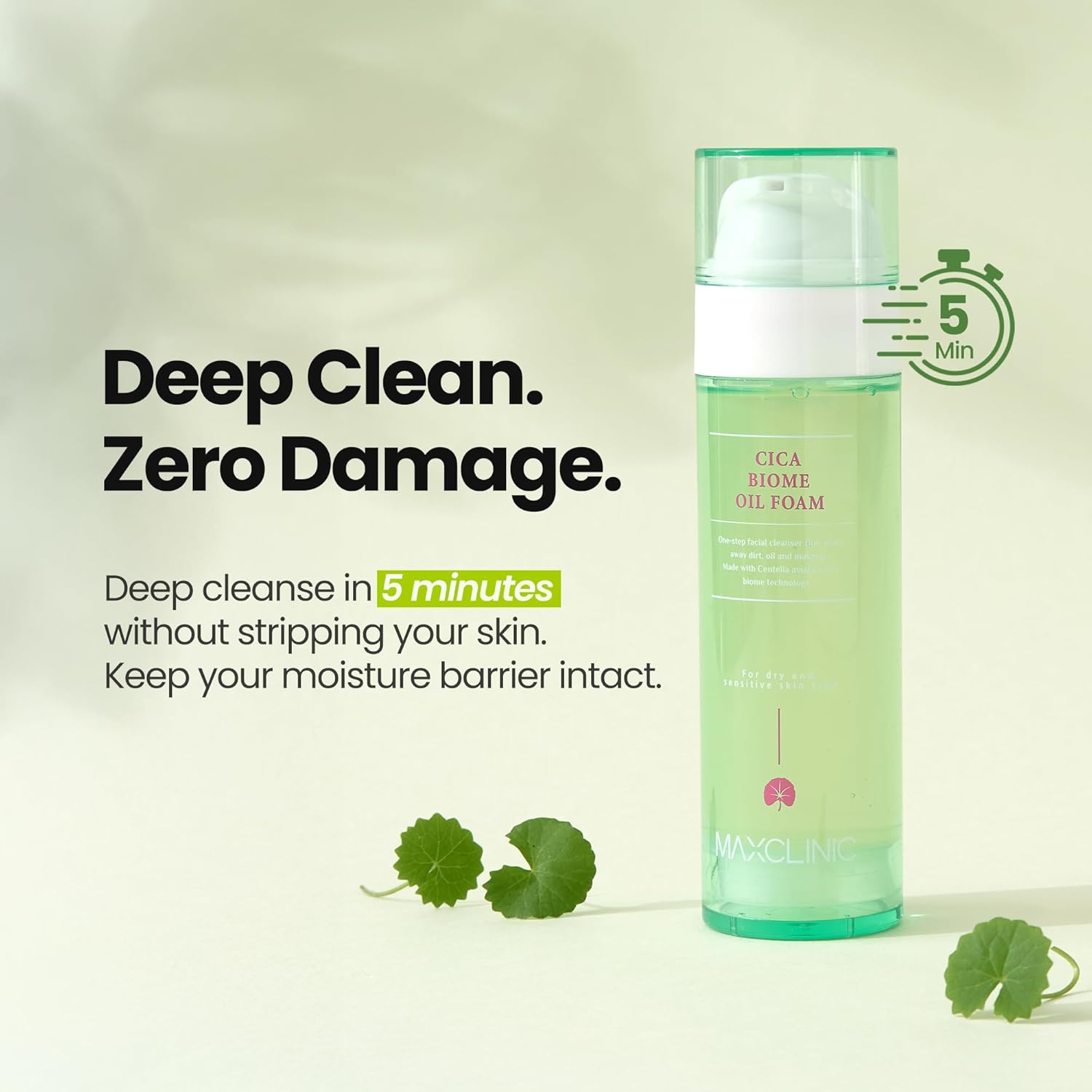 [K-Beauty] Cica Biome Oil to Foam - All-in-One Korean Face Wash OilBased Foaming Facial Cleanser - Deeply Hydrating & Moisturizing Makeup Deep Cleansing Oil for Sensitive Skin (3.88 fl oz)-Velvo Beauty