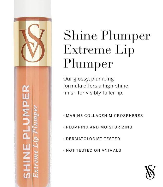 Victoria's Secret Shine Plumper Extreme Lip Plumper in Warm Blush, Plumping Lip Gloss for Women with Marine Collagen Microspheres, Lip Treatment-Velvo Beauty