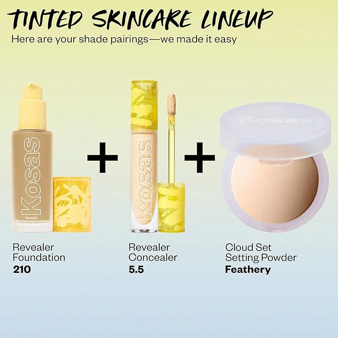 Kosas Revealer Skin-Improving Foundation with SPF 25 Protection - Hydrate, Brighten, Soothe, Plump, Protect Skin - Smoothing Texture, Natural Finish and Clean Formula - Light Medium Neutral Olive 210-Velvo Beauty