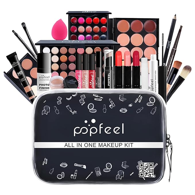 All-in-one Professional Makeup Set for Beginners, Cosmetic-Gift for Girl -Include Makeup Brush Set, Eyeshadow Palette, Powder puffs, Eyebrow Pencil, Mascara, Concealer, Lip Gloss Set -003-Velvo Beauty
