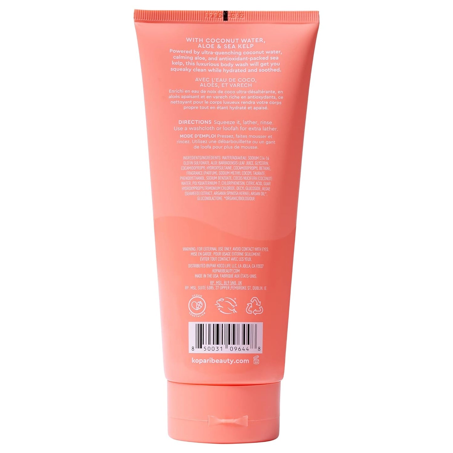 Kopari Guava Hydrating Body Wash | Lathers Foaming Wash Cleanses Without Stripping Moisture or Natural Oils | Coconut Water, Aloe & Sea Kelp | Vegan Sensitive Skin Non Toxic Paraben Free-Velvo Beauty