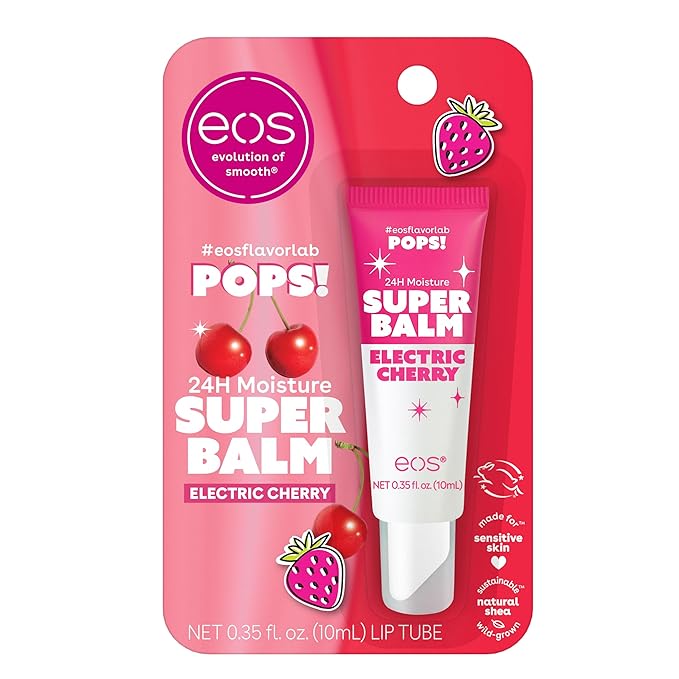 eos 24H Moisture Super Balm- Electric Cherry, Limited-Edition Lip Mask, 0.35 fl oz-Velvo Beauty