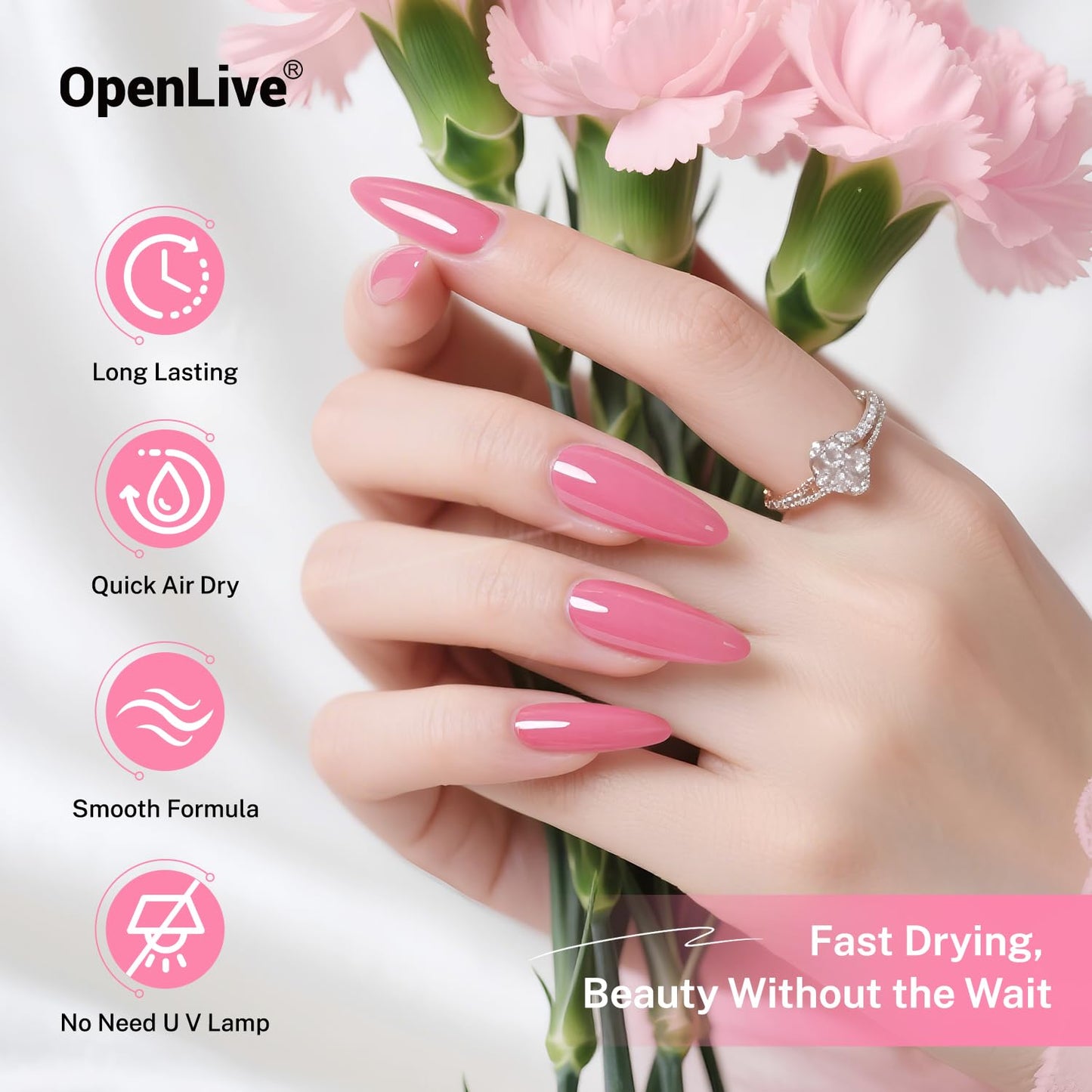 16.5ml Rose Pink Nail Polish Large Volume Quick Drying Nail Polish, Fast Drying and Long Lasting Color Nail Art DIY Home Manicure Gift for Women-Velvo Beauty