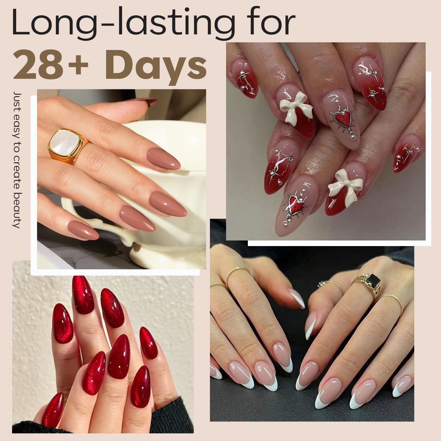 modelones Medium Almond Nail Tips, Pre-shaped Soft Gel Tips Fake Nails False Acrylic Clear Full Cover Press on Extension Kit Gel Manicure DIY at Home 216PCS 12Sizes-Velvo Beauty