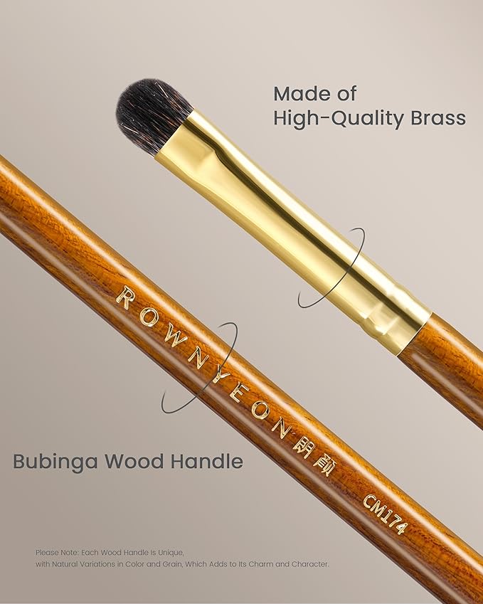 Desert Oak Series Blend-Sculpt Eyeshadow Brush - Contoured Crescent Head for Crease Work, Hypoallergenic Squirrel & Goat Hair Blend, Bubinga Bubinga Handle (CM 174)-Velvo Beauty