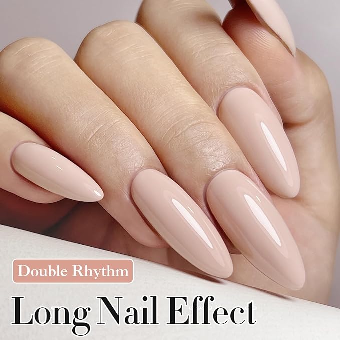 Double Rhythm Gel Polish Translucent Sheer Neutral Natural Light Milky Same Color Same Bottle 15ML Jelly UV Gel Polish Art DIY at Home (Nude Beige-A1119)-Velvo Beauty
