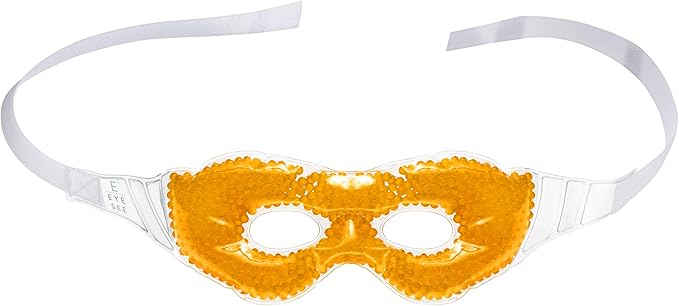 Gel Eye Mask, Orange - Cold Compress Ice Pack with Gel Beads - Microwave Safe for Heat Therapy - Great for Puffy Eyes, Dark Circles, Dry Eyes, Soothing Headaches-Velvo Beauty