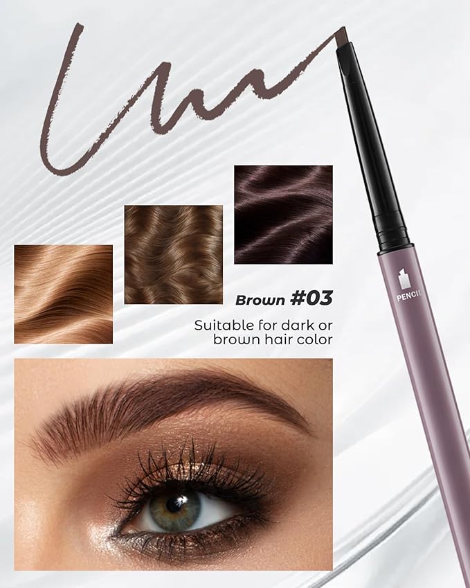 6Pcs Microblading Eyebrow Pencils Brown Waterproof Eye Brow Pencil w/Eye Brow Razor & Scissors Kit 0.5mm Ultra-Fine Tip Creates Hair-Like Strokes for Women Effortless Natural Brows-Velvo Beauty