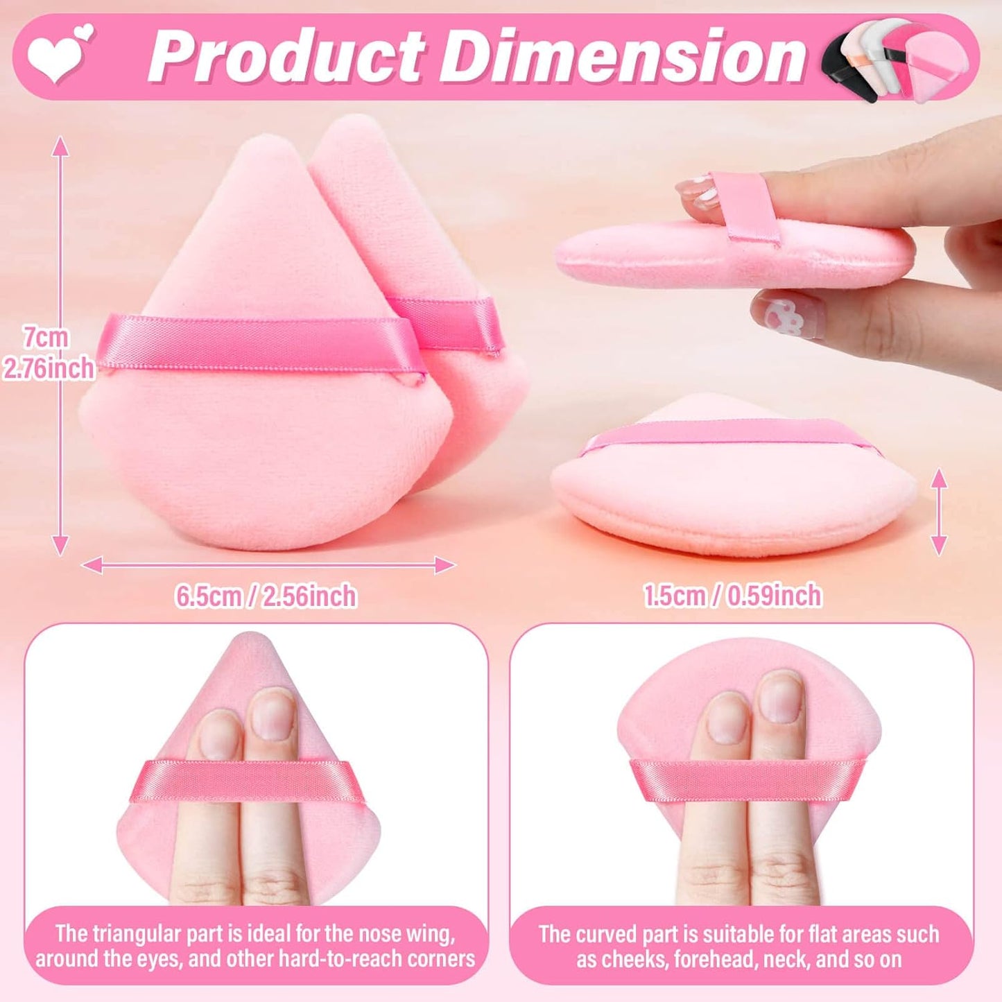 Caffox 60pcs powder puffs for face powder, Triangle Powder Puff for Setting Powder, Makeup Puffs for Loose Powder and Press Powder, Makeup Sponge Powder Applicator for Face and Eye-Velvo Beauty