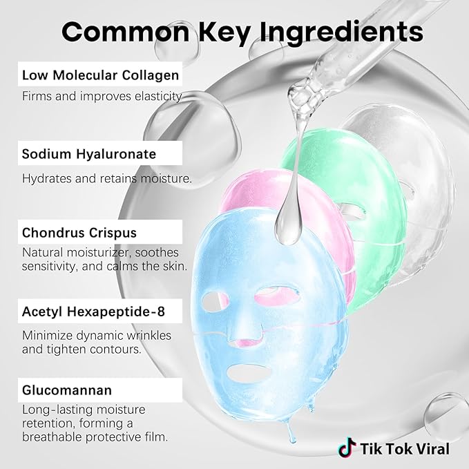 ISTON 4-in-1 Bio-Collagen Real Deep Mask Set -Plump Sagging Skin,Deep Hydration,Soothe & Repair,Nourish & Firm, Overnight Hydrogel Mask for All Skin Type-Velvo Beauty