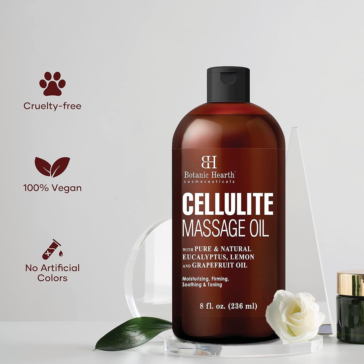 Botanic Hearth Anti Cellulite Massage Oil | Cellulite Oil for Thighs and Butt Firming | Unique Blend of Massage Essential Oils | Improves Skin Tone, Skin Firmness & Tightness | 8 Fl Oz-Velvo Beauty