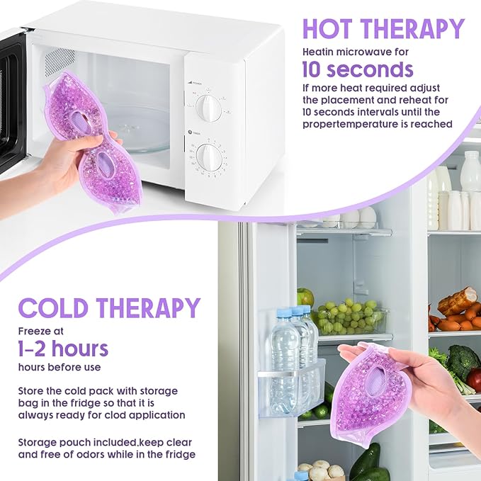 8 Pcs Gel Eye Mask Reusable Cooling Eye Mask Hot Cold Eye Mask with Plush Backing Eye Ice Pack for Cold Compress Dry Eyes Stress Relief Skin Care-Velvo Beauty