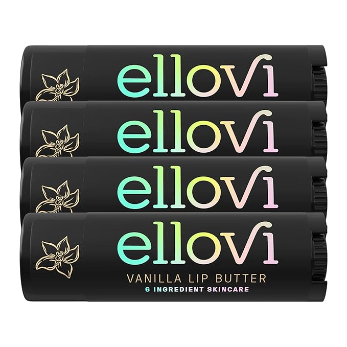 Natural Lip Butter Lip Balm - Vanilla - Pure Enough to Eat - Made With Just 6 Vegan Ingredients - 100% Natural & Organic Moisturizing Lip Care for All Day Hydration (4-Pack)-Velvo Beauty