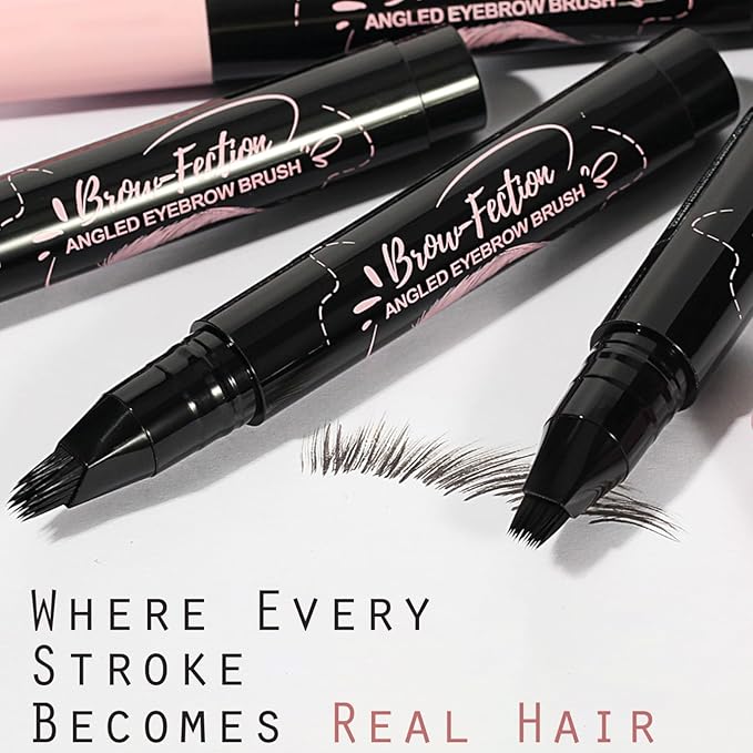 Eyebrow Pen, Waterproof Eyebrow Pencils for Women - Angled Brow Brush & Multi-Fork Tip Microblading Brow Pen, Precisely Creates Natural Hair-Like Brows, Easy to Use 05-Black-Velvo Beauty