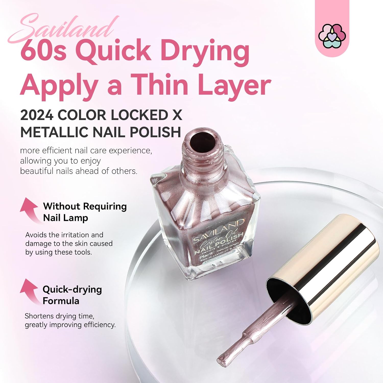 SAVILAND Metallic Nail Polish Rose Glod: Quick Dry Mirror Pink Nail Polish Regular Chrome Fingernail Polish Easy To Use & Remove No Curing Needed Bulk Nail Lacquer for Toes Nail Art DIY Home 0.34 oz-Velvo Beauty