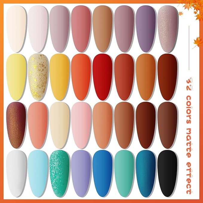 JODSONE 36 Pcs Gel Nail Polish Kit with U V Light of 32 Color Gel Polish Nail Collections Base and Top Glitter Coat Manicure Tools-Velvo Beauty