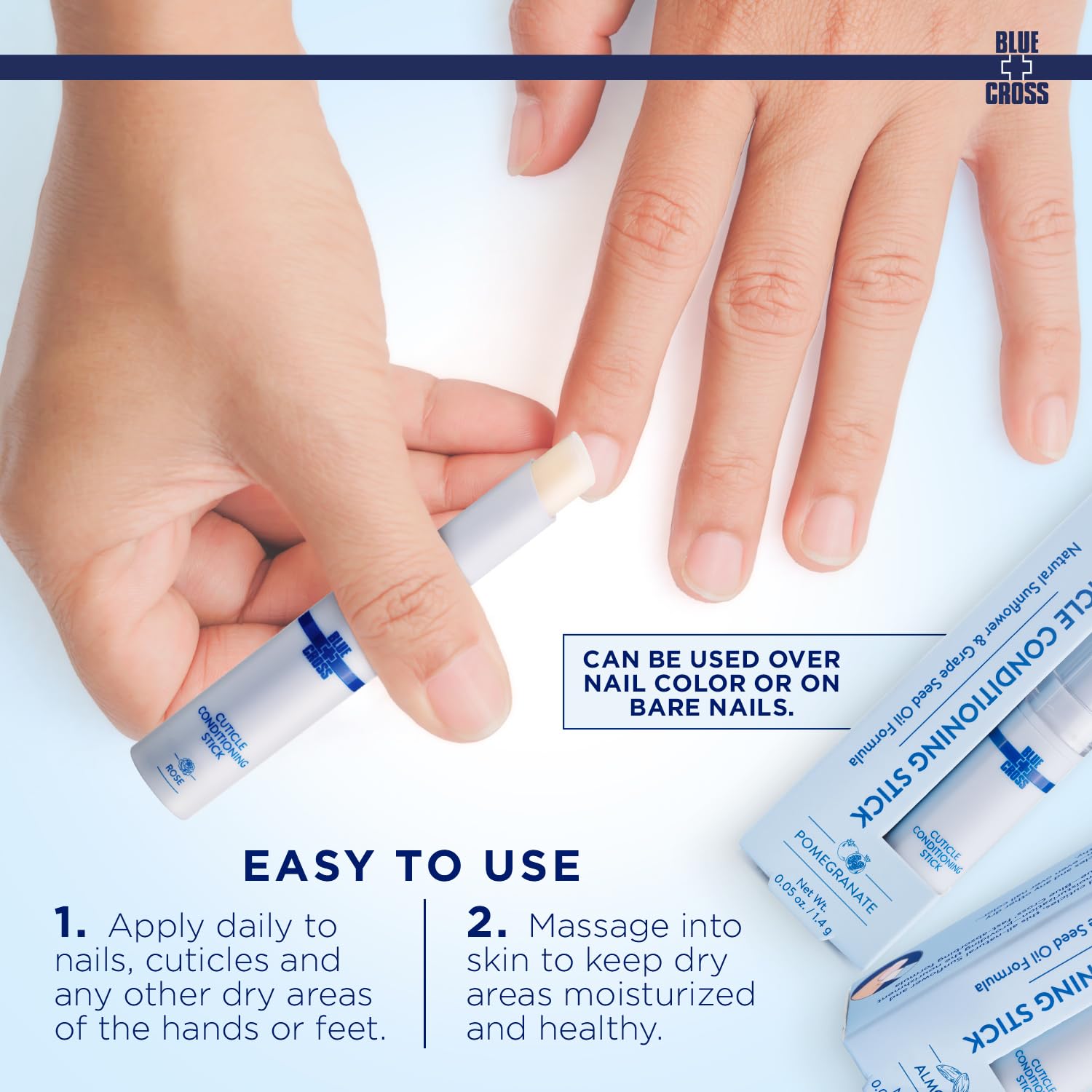 Blue Cross Cuticle Balm Conditioning Stick, Scented Cuticle Softener Oil Balm with Nourishing Sunflower & Grape Seed Oil, Professional Nail Care Supports Dry + Damaged Cuticles, 0.05oz, Rose-Velvo Beauty