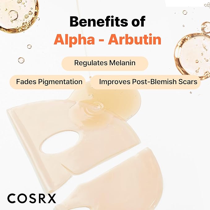 COSRX The Alpha-Arbutin Discoloration Care Hydrogel Face Masks Skincare 3 EA, Collagen Face Mask, Travel Essentials, Overnight Face Mask, Korean SkinCare-Velvo Beauty