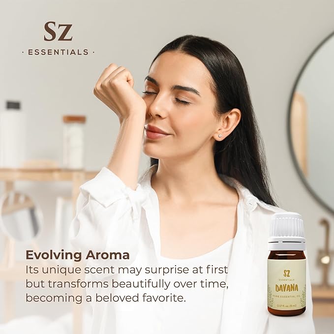 Davana Essential Oil - 100% Pure & Undiluted - Extracted from Artemisia Pallens- Sweet and Sour, Dried-Fruity, and Watermelon-Like Aroma Therapeutic Grade & Vegan - 0.17 oz (5 ml)-Velvo Beauty