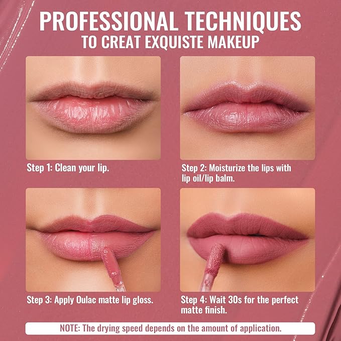 Oulac Matte Liquid Pink Nude Lipstick for Women, Long Lasting Lipstick Waterproof Lip Stain, No Transfer, Creamy High Pigmented Formula with Rose Oil, Vegan & Cruelty-Free, Pink Nude M12-Velvo Beauty