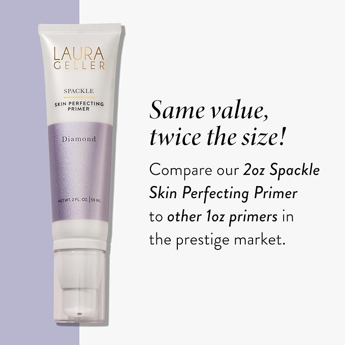 LAURA GELLER NEW YORK Spackle Primer - Diamond - Super-Size 2 Fl Oz - Hyaluronic Acid Makeup Primer for Mature Skin-Velvo Beauty