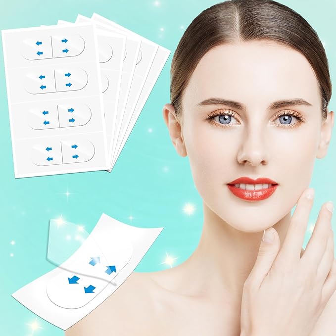 Face Lift Tape Invisible, 100 PCS Face Neck Tape Lifting Invisible Under Makeup, Instant Neck Tape for Loose Sagging Skin, V-Shaped Facelift Strips for Double Chin, Brows, Eyes, Jowls, Wrinkles-Velvo Beauty
