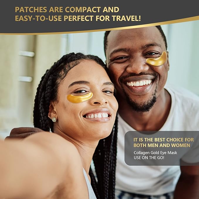 24K Gold Eye Mask, 30 Pairs, Natural Anti-aging Eye Pads for Puffy Eyes, Dark Circles, and Eye Bags with Amino Acid & Collagen, with Revitalize and Hydrate Your Skin-Velvo Beauty