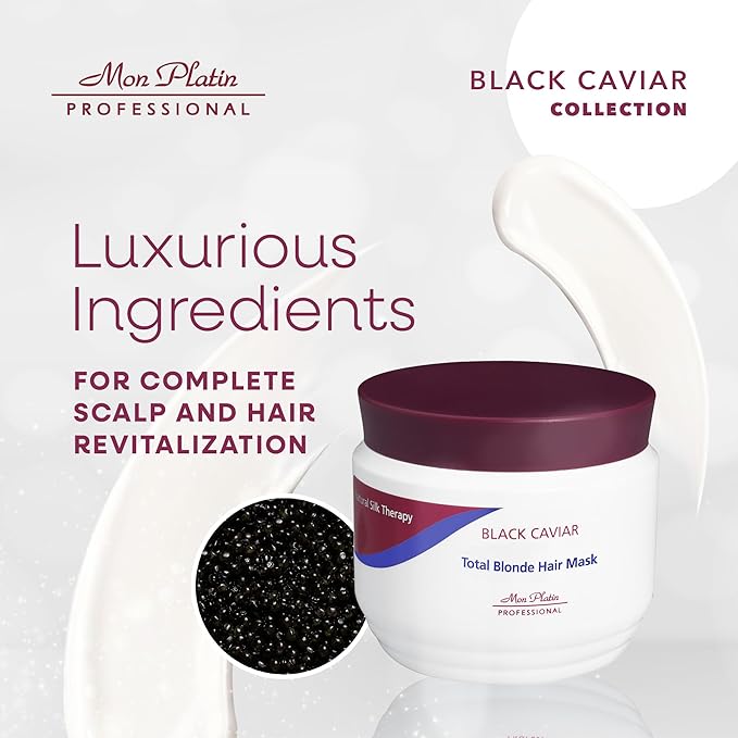 Mon Platin Professional Black Caviar Blonde Hair Mask & HY Loren Blonde Hair Shampoo, Intensive Moisturizing Treatments for Blonde, Bleached & Color-Treated Hair, SLS/SLES/Salt-Free, 500ml Each-Velvo Beauty