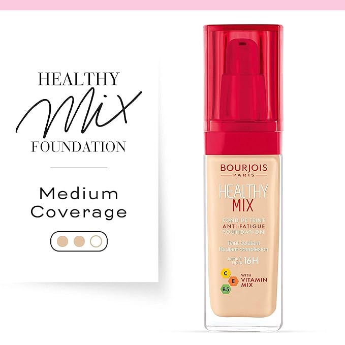 Bourjois Healthy Mix Anti-Fatigue Medium Coverage Liquid Foundation 5 Rose Ivory, 30ml-Velvo Beauty