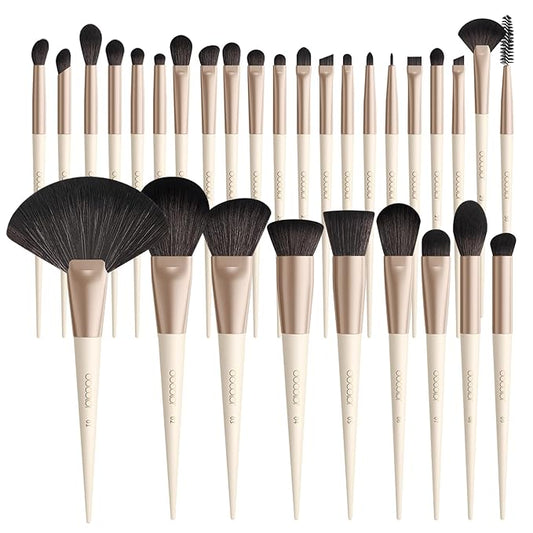 docolor Makeup Brushes Professional 30Pcs Make up Brushes Set Premium Synthetic Kabuki Foundation Blending Brush Face Powder Blush Concealers Eye Shadows Beige-Velvo Beauty