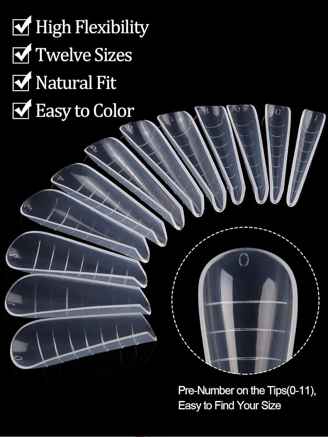 EBANKU 120Pcs Dual Nail Forms for Poly Gel - Extension Stiletto Almond System Mold, False Tips for Builder Gel Art Design Salon & DIY - 12 Sizes-Velvo Beauty