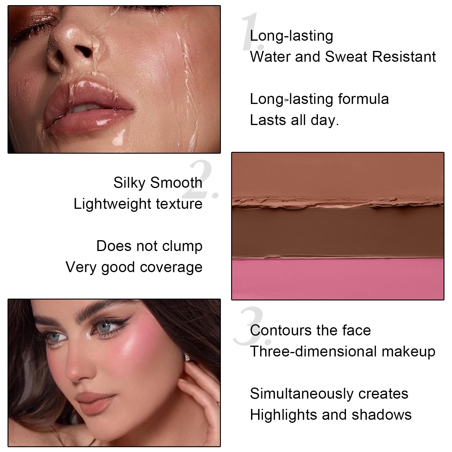 6 Colors Cream Contour Stick Makeup Kit,Shades with Highlighter,Blush,Bronzer Contour Stick for Sculpt the Cheeks,Long Lasting,Waterproof,Matte & Dewy Finish for Woman (SET A)-Velvo Beauty