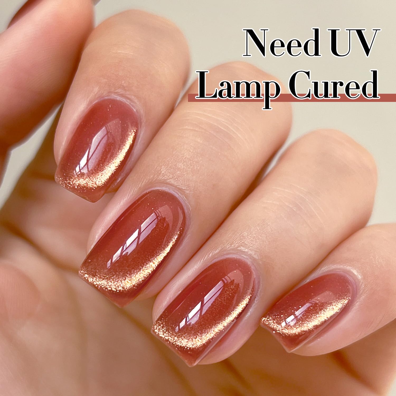 Double Rhythm 15ML Ice Glass Cat Eye Gel Polish with Magnet Holographic Glitter Shimmer Translucent Sheer Color Salon Soak Off Magnetic Nail at Home (Brown Tan-MC1125)-Velvo Beauty