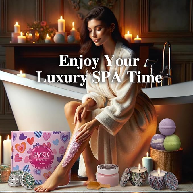 Birthday Gifts For Women-Assorted 4 Shower Steamers, 3 Bath Bombs, 2 Scented Candles, and 1 Exfoliating Body Scrub - Gifts for Mom, For Women, For Wife and Girlfriend……-Velvo Beauty