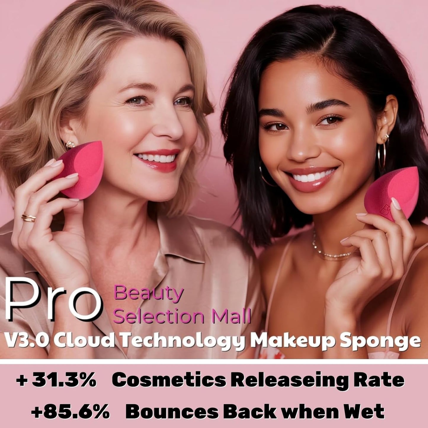 BS-MALL Professional Makeup Sponges Triangle Puff 49 Pcs- Pro V3.0 Cloud Technology Makeup Sponge Material Flawlessflow Mini Sponge Set & Triangle Puff With Waterproof Travel Silicone Bag Gift Set-Velvo Beauty