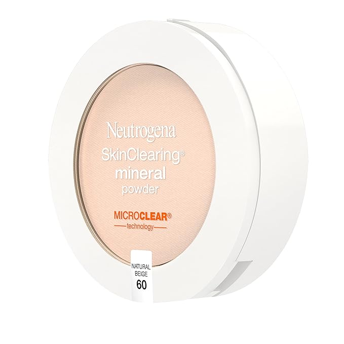 Neutrogena SkinClearing Mineral Acne-Concealing Pressed Powder Compact, Shine-Free & Oil-Absorbing Makeup with Salicylic Acid to Cover, Treat & Prevent Breakouts, Natural Beige 60,.38 oz (Pack of 2)-Velvo Beauty